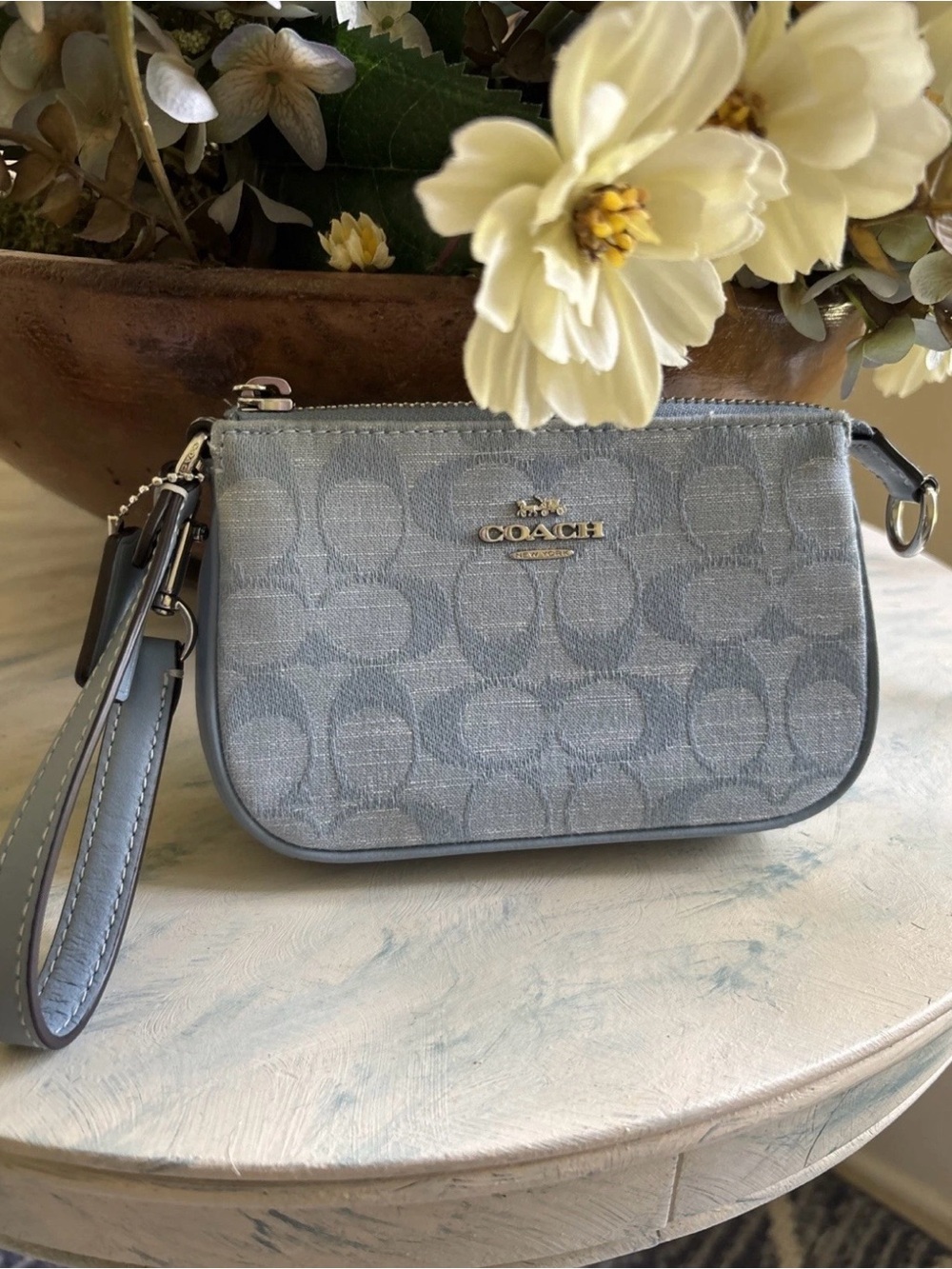 Coach Nolita 15 Wristlet Pochette Denim